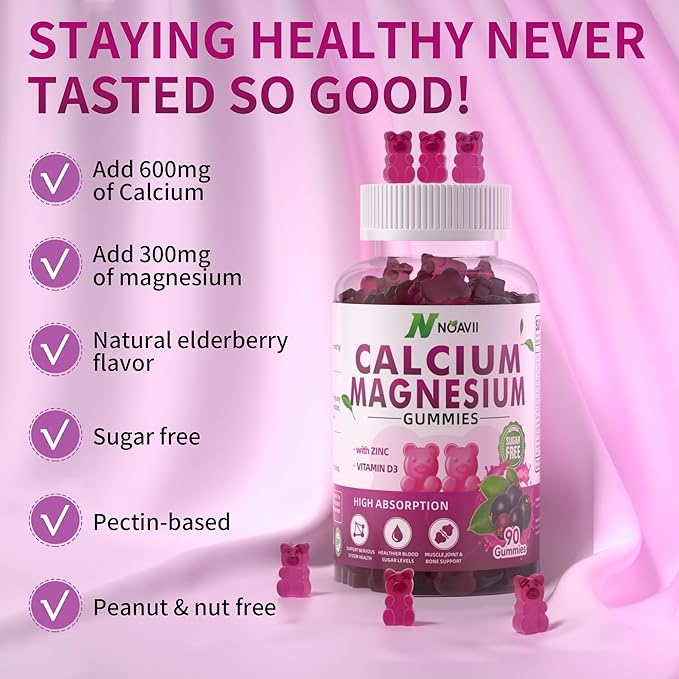 Calcium Magnesium Zinc Gummies with Vitamin D3, ashwagandha Flavor-90 Count