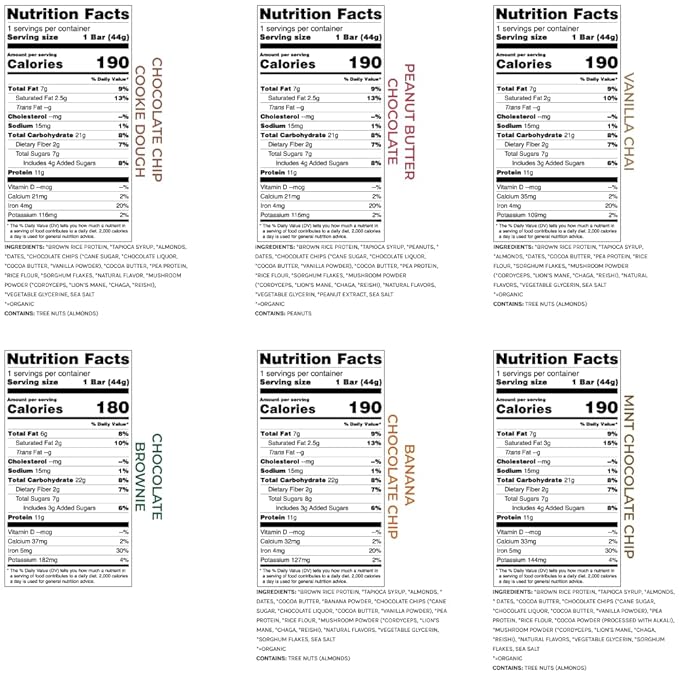 Organic Functional Mushroom Protein Bars (1500mg) Lions 12 Bars