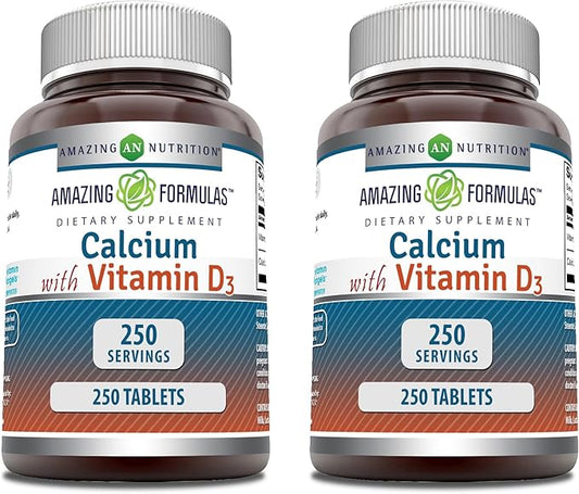 Amazing Formulas Calcium with Vitamin D3 Supplement 250 | 2 Pack)