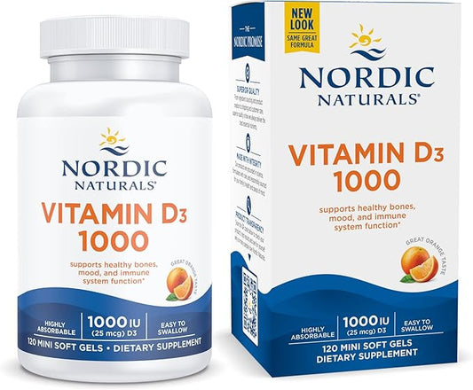 Nordic Naturals Vitamin D3 1000, Orange 120 Mini 1000 IU D3 - 120 Servings