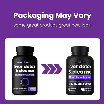Liver Cleanse Detox & Repair Formula | 20+ Herbs: Milk Thistle Extract with Silymarin, Artichoke, Dandelion, Chicory Root Powder & More! | Premium Liver Support Pills Supplement, 60 Capsules