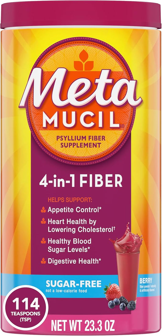 Metamucil Fiber, 4-in-1 Psyllium Fiber Supplement, 114 Servings