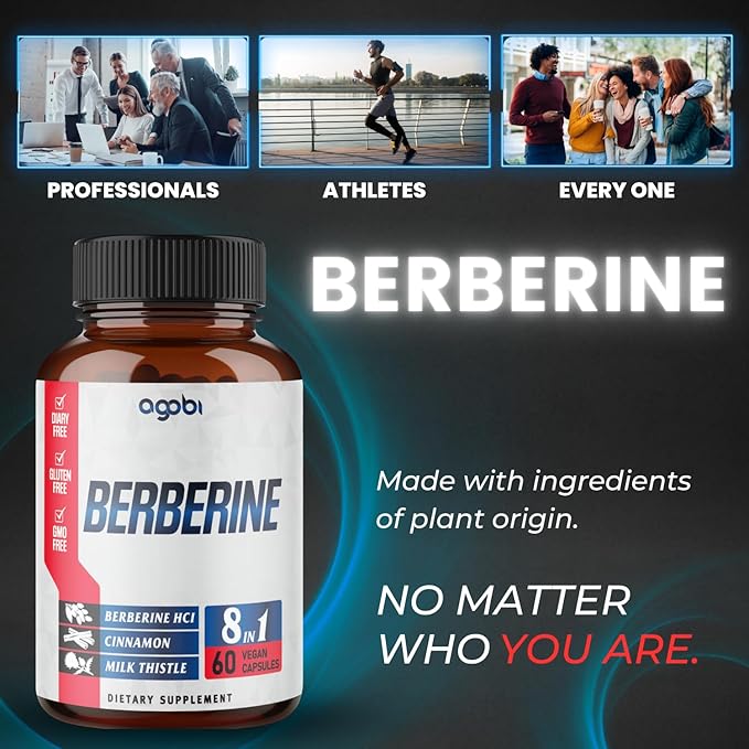 Berberine Supplement with Ceylon, Milk Thistle, 60 Counts 2 Months
