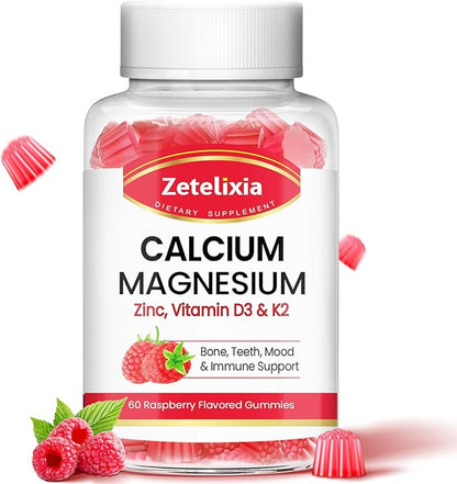 Sugar Free Calcium Gummies for Women D3 & K2, Calcium 60 Count