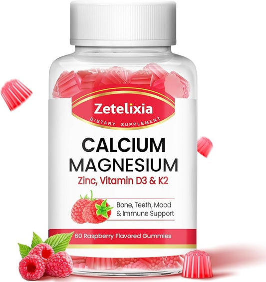 Sugar Free Calcium Gummies for Women D3 & K2, Calcium 60 Count
