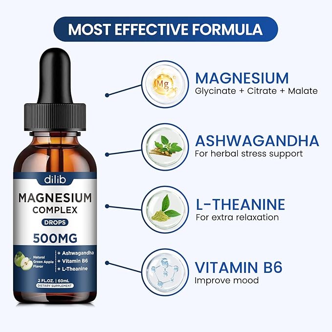 Triple Magnesium Complex Supplement-Magnesium Glycinate, Citrate, 500mg with B6 for