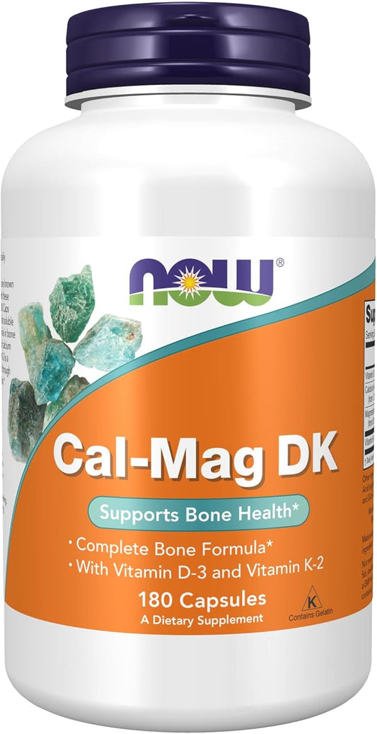 NOW Supplements, Cal-Mag DK with Vitamin D-3 and K-2, Supports 180 Capsules