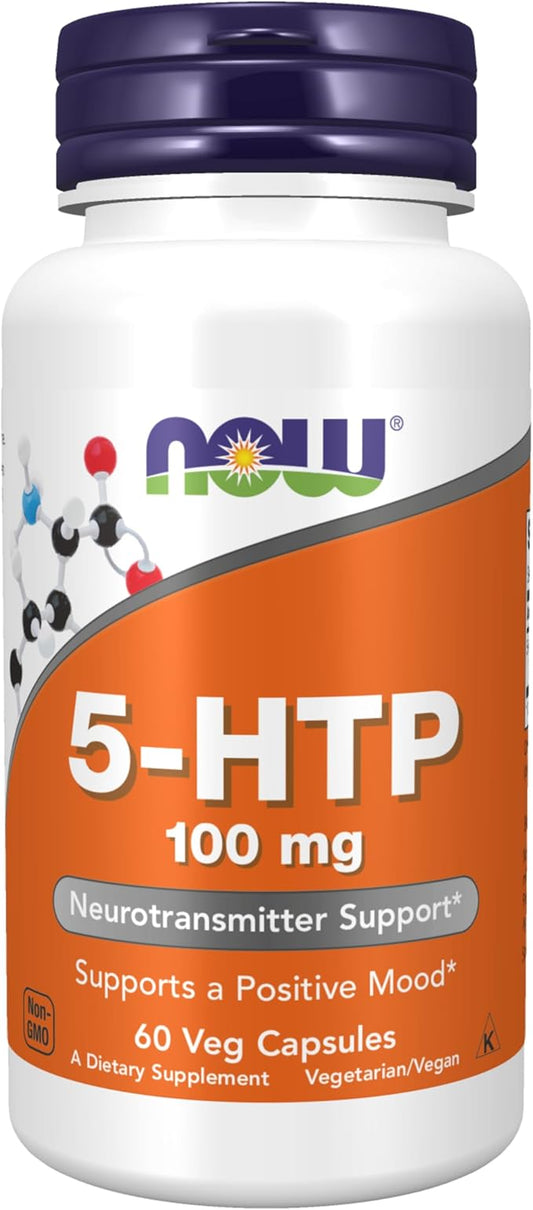 NOW Supplements, 5-HTP (5-hydroxytryptophan) 100 mg, 60 Veg