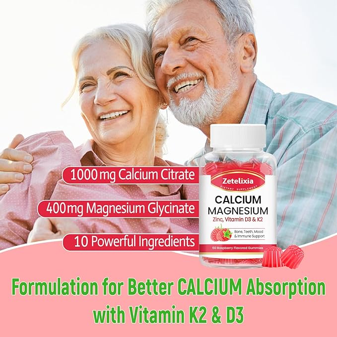 Sugar Free Calcium Gummies for Women D3 & K2, Calcium 120 Count