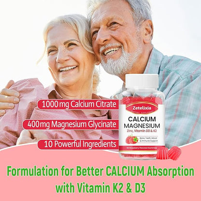 Sugar Free Calcium Gummies for Women D3 & K2, Calcium 120 Count