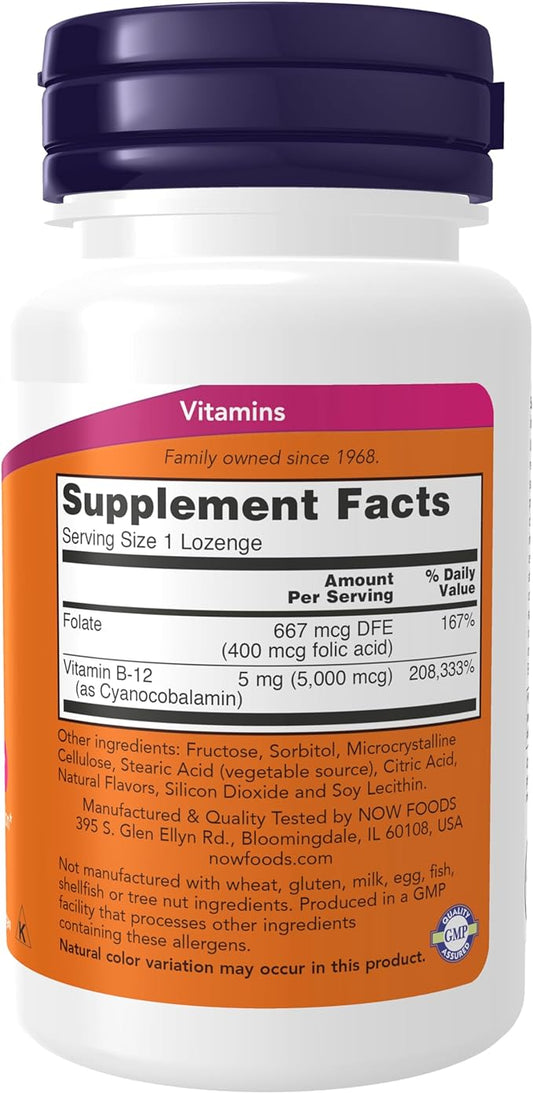 NOW Supplements, Vitamin B-12 5,000 mcg, 60 Lozenges 2)