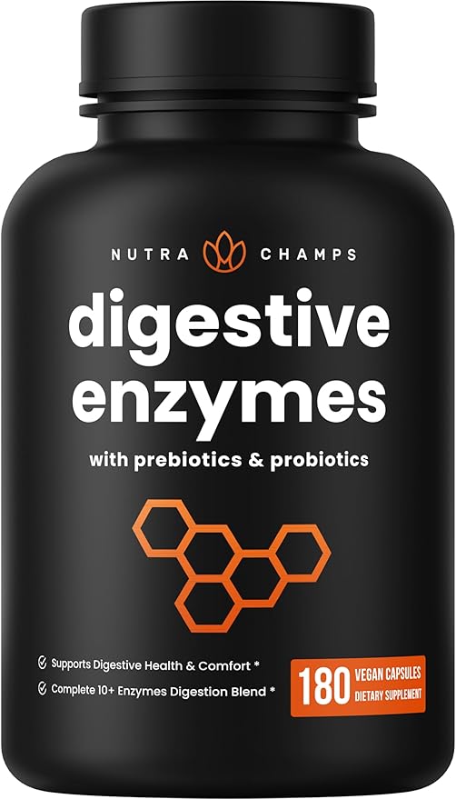 NutraChamps Digestive Enzymes with Probiotics and 180 Vegan