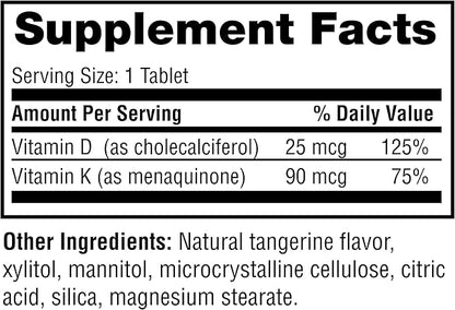 Twinlab Vitamin D3 1000 + K2 Dots 25 mcg, 60 Tablets (1000 IU)