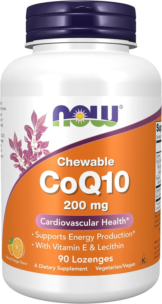 NOW Supplements, CoQ10 200 mg, Pharmaceutical 90 Lozenges