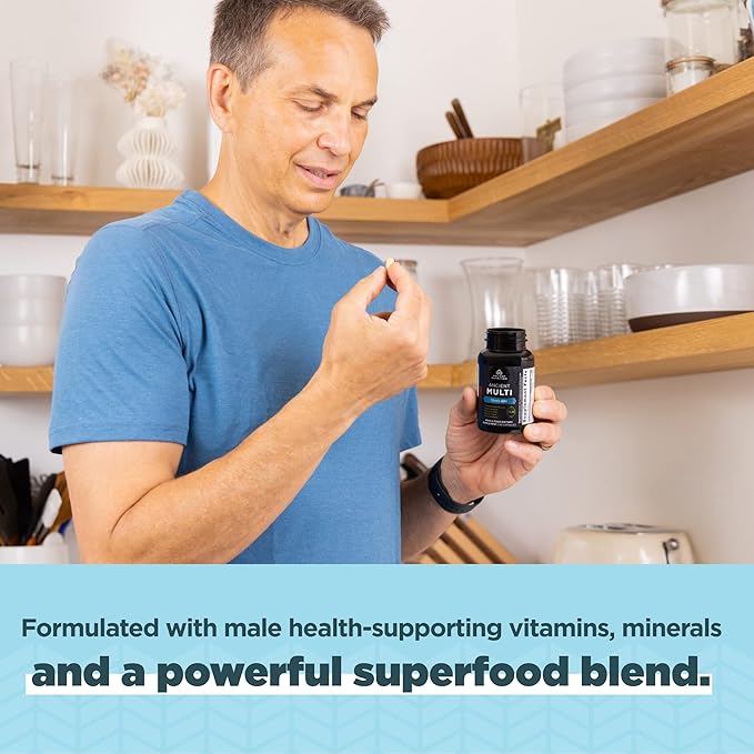 Multivitamin for Men by Ancient Nutrition, 40+ Once 30 Ct, K2, Supports