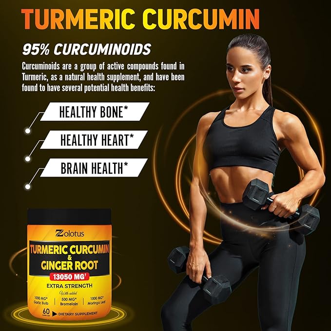 6 in 1 Turmeric Curcumin + 95% Curcuminoids, 13050mg, with 60 Capsules
