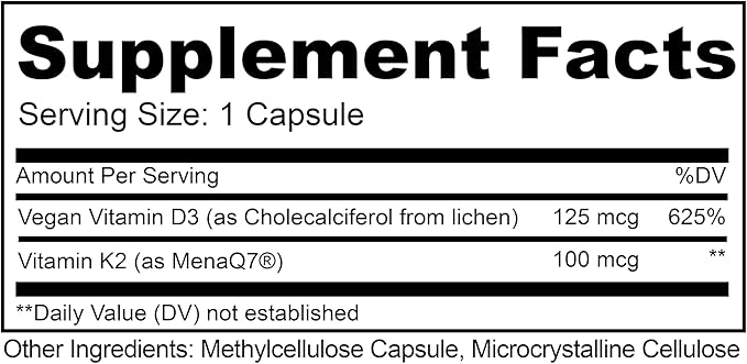 LIVELY VITAMIN CO. Solar Power Vitamin D3 5000 iu - Patented Vitamin K - MK7 - Immune Balance - Brain Function - Mood - Heart - Stress - 180 Count