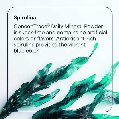 Trace Minerals ConcenTrace Daily Mineral Powder 60 Servings - 700mg of ConcenTrace per Serving (About 15 Drops) Full Spectrum for Whole Body Wellness- Blue Hawaiian Flavor