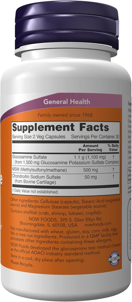 NOW Supplements, Glucosamine & MSM plus 60 Veg
