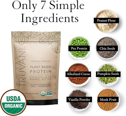 Truvani Vegan Pea Protein Powder 20g Organic 20 Servings