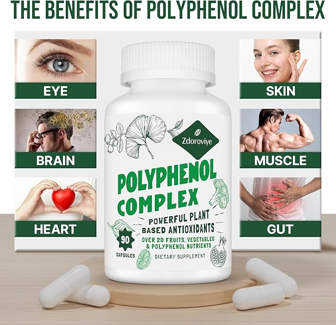 2250 MG Polyphenols Supplement Over 20 90 Capsules