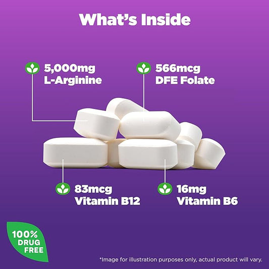 Natrol L-Arginine 5,000 mg, Dietary Supplement for Men's Health, L-Arginine Supplement, 90 Tablets, 18 Day Supply