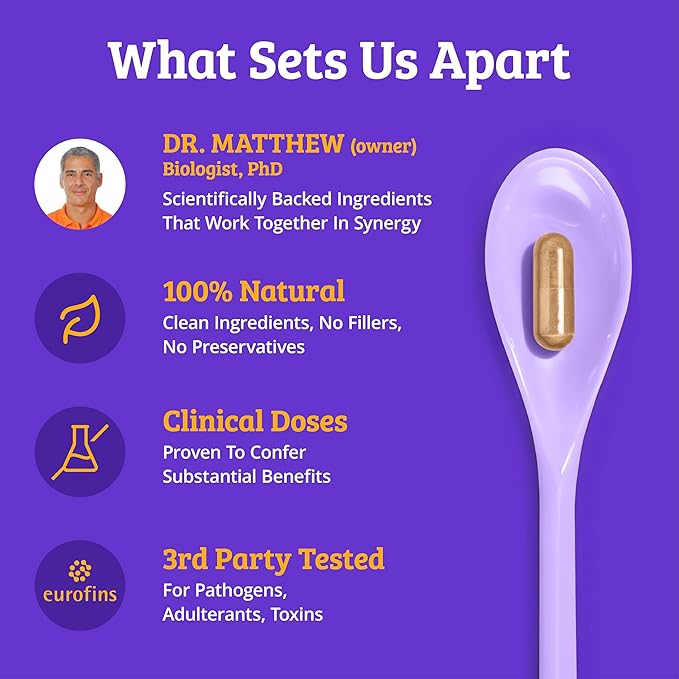 Dr. Matthew Cortisol Reducer & Adrenal Support Supplement with Ashwagandha, Rhodiola & Ginseng – A Detox Cocktail to Lower Cortisol & Support Relaxation, Calm & Restful Sleep