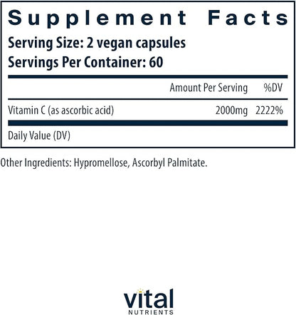 Vital Nutrients Vitamin C 1000mg (100% 120 Capsules