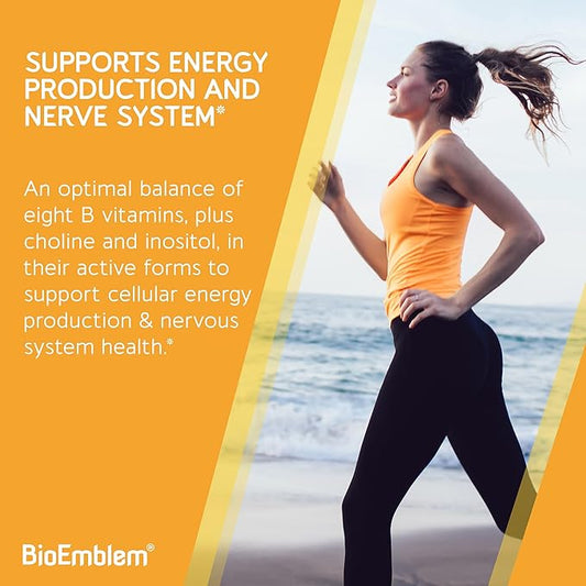 BioEmblem Vitamin B-Complex 8 Active B12, B6, B6, Biotin 90 Capsules