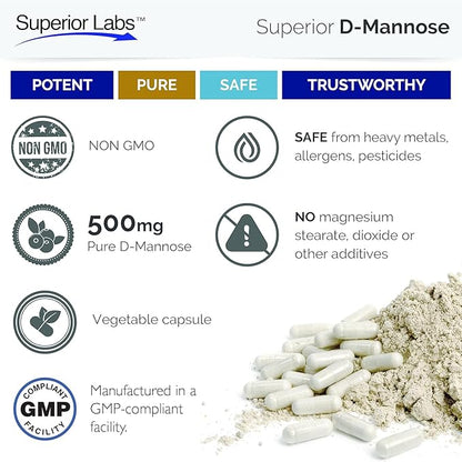 Superior Labs – Best D-Mannose NonGMO 500mg, 120 120 Vegetable