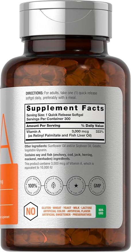 Horbäach Vitamin A 10000 IU Softgels 300 Count