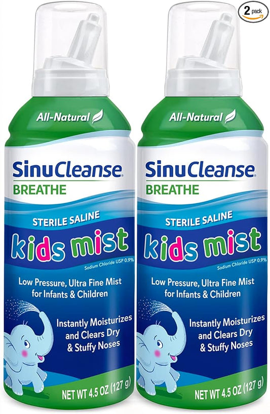 SinuCleanse Sterile Saline Kids Nasal Spray, 4.5 Oz (2 Pack),