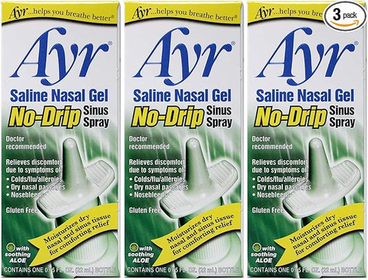 Ayr Saline Nasal Gel No-Drip Sinus Spray,0.75 Fl 3)