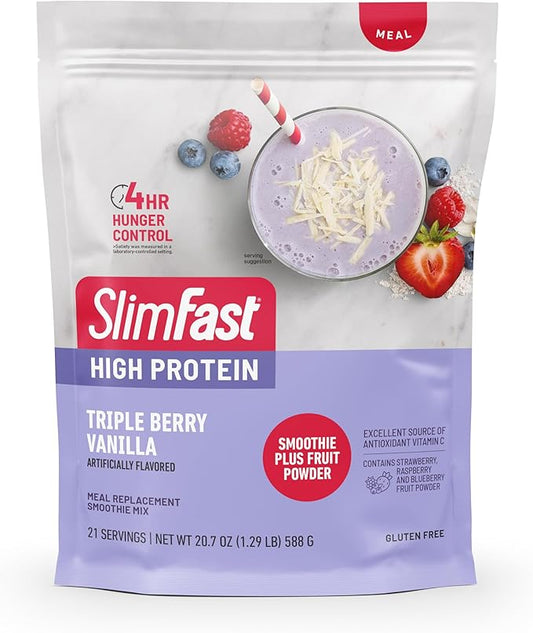 SlimFast High Protein Smoothie Mix Plus 21 Servings, 1.29 Pounds,