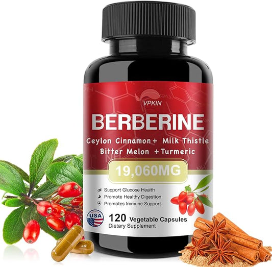 Berberine Supplement 19,060mg,Berberine with Ceylon Cinnamon,Bitter Supplement(120 Capsules)