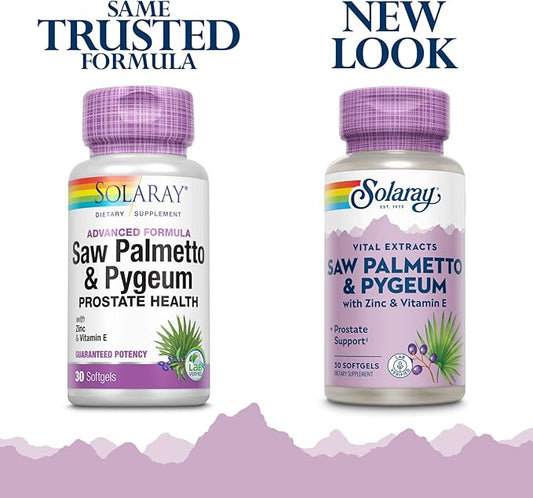 SOLARAY Saw Palmetto and Pygeum 60-Day Guarantee 30 Servings, 30 Softgels