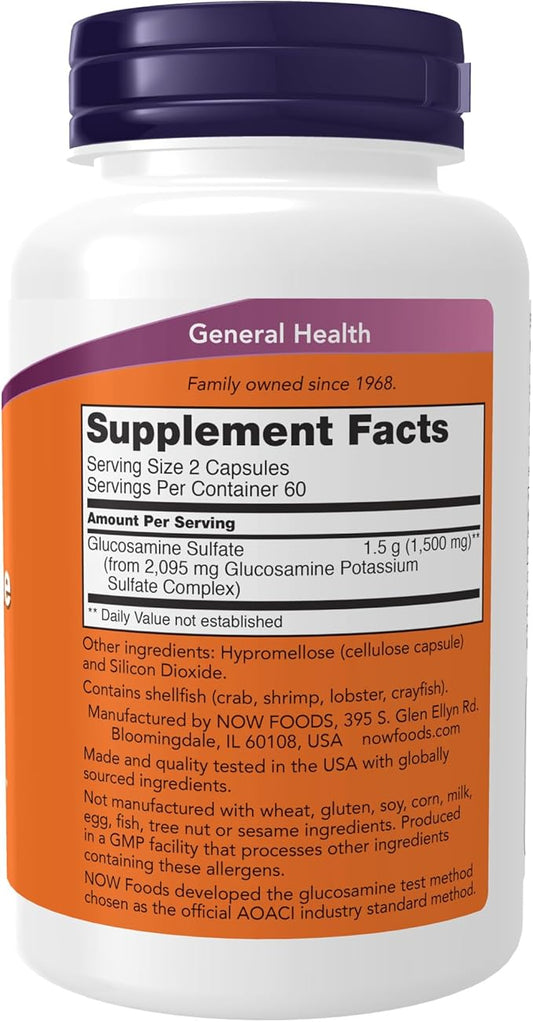 NOW Supplements, Glucosamine Sulfate 750 mg, 120 Veg