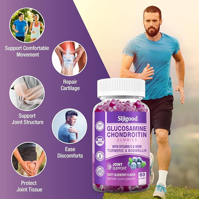 Glucosamine Chondroitin Gummies, Extra Strength Glucosamine 60 Blueberry