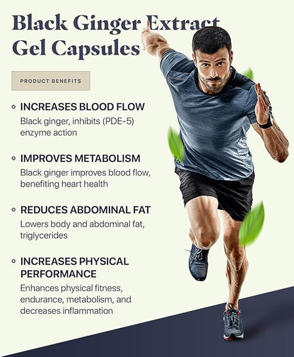 Marcapa Black Ginger Root Supplement - 60 Softgels | Organic Ginger Extract for Cardiovascular & Metabolic Support | Enhanced Energy & Endurance | Optimal Absorption with Olive Oil