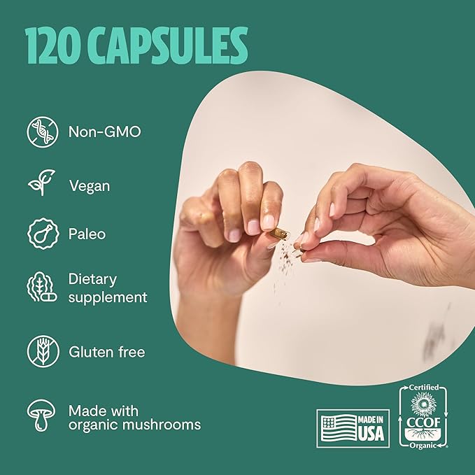 FreshCap Ultimate Mushroom Supplement 12,000mg - Mushroom Complex Capsules, Organic Mushrooms Supplement, Mushroom Extract, Ayurveda Mushroom Blend Nootropic (120 Capsules)