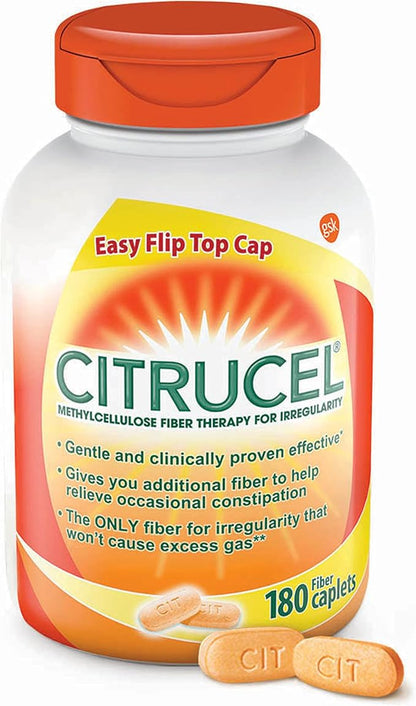 Citrucel Fiber Therapy Caplets for Irregularity, Easy to Swallow Methylcellulose , 180 Count