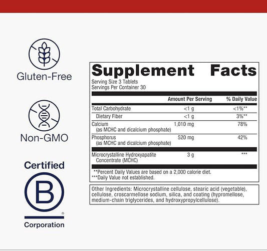 Metagenics Bone Builder Extra Strength - Calcium Supplement - with Phosphorus - Gluten-Free & Non-GMO - 90 Tablets - 30 Servings