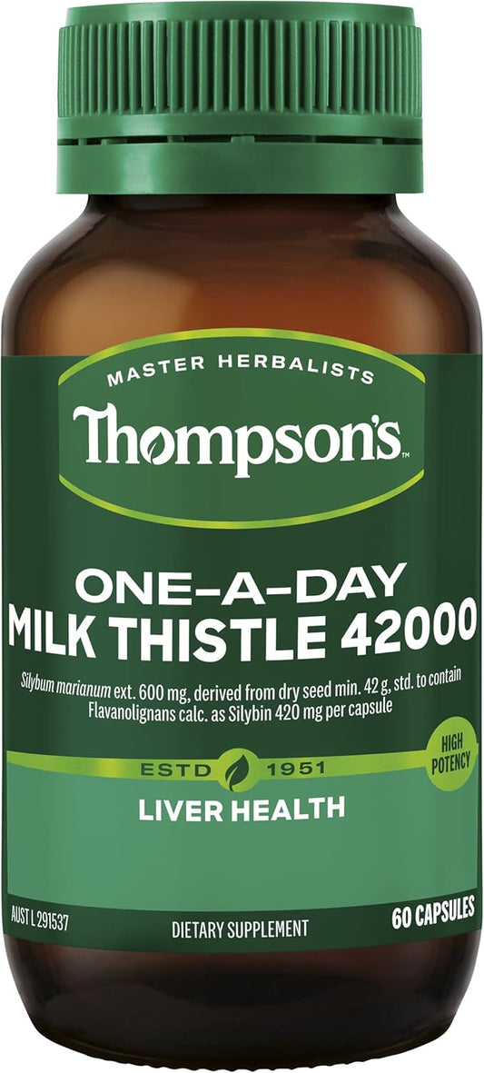 Thompsons Milk Thistle 42,000 Helps Liver 60 Capsules