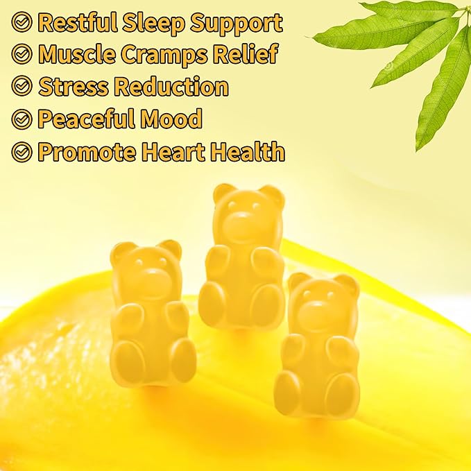 90 CT Magnesium Glycinate Gummies 1000mg B6, CoQ10 CoQ10 for 90 Mango