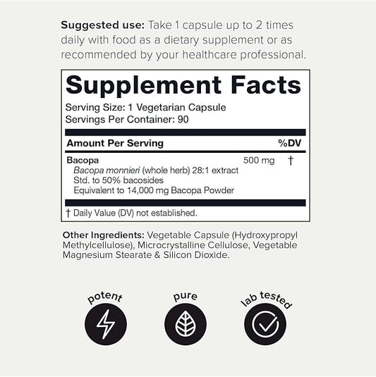 Toniiq 14,000mg 28X Concentrated Extract 50% Bacosides 90 Capsules