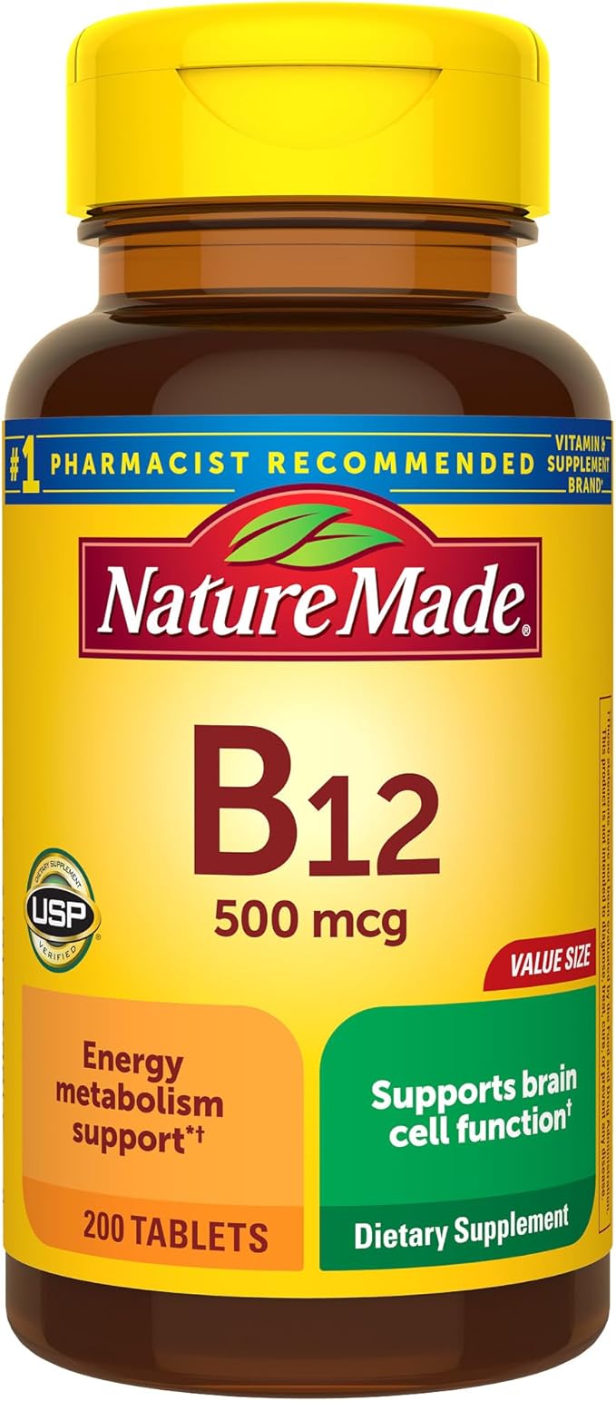 Nature Made Vitamin B12 500 mcg, 200 Tablets, 200 Day