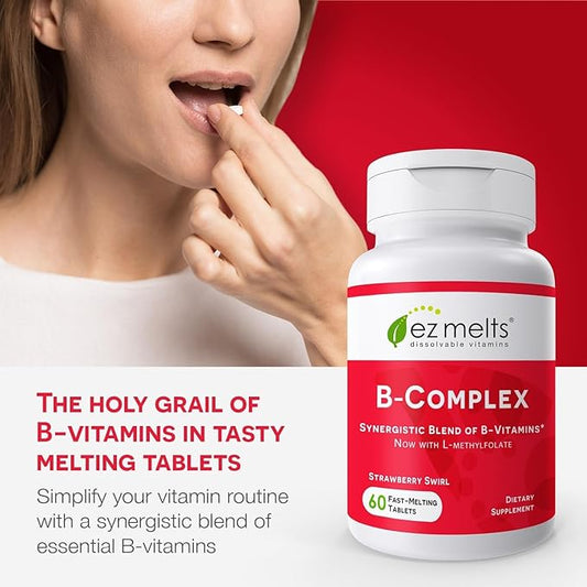 EZ Melts Dissolvable Vitamin B-Complex Tablet B12 & 2-Month Supply