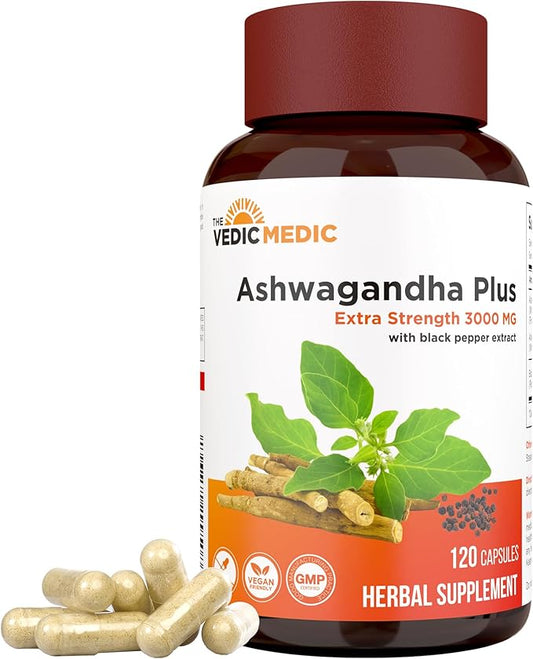 Organic Ashwagandha Capsules Extra Strength 3000mg (120)