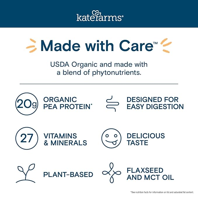 KATE FARMS Organic 1.8 Renal Support Shake, Vanilla, 20g Protein, 27 Vitamins and Minerals, Specialized Dialysis Nutrition Support, 8.45 oz (12 Pack)