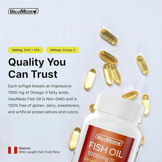 ValuMeds Omega-3 Fish Oil EPA + (145 Count 1), 1000mg 1000mg (260mg (260mg EPA